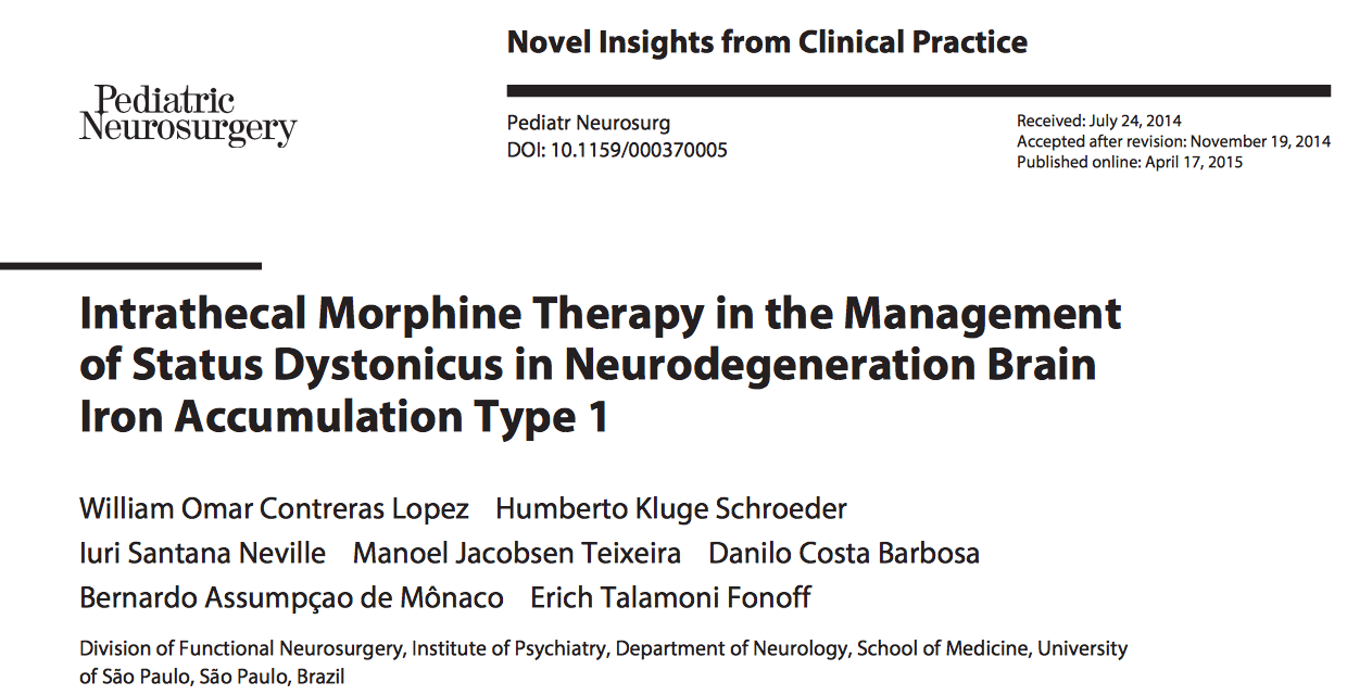 morfina intratecal para doença de Wilson; Wilson Disease; Dystonia Treatment; Tratamento de Distonia